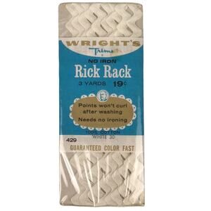 Vintage NOS Wright's Trims Rick Rack No Iron 100% Cotton White 30 3 Yards Sewing